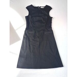 Calvin Klein Black Sleeveless Tiered Sheath Dress with Zipper Pockets Size 8